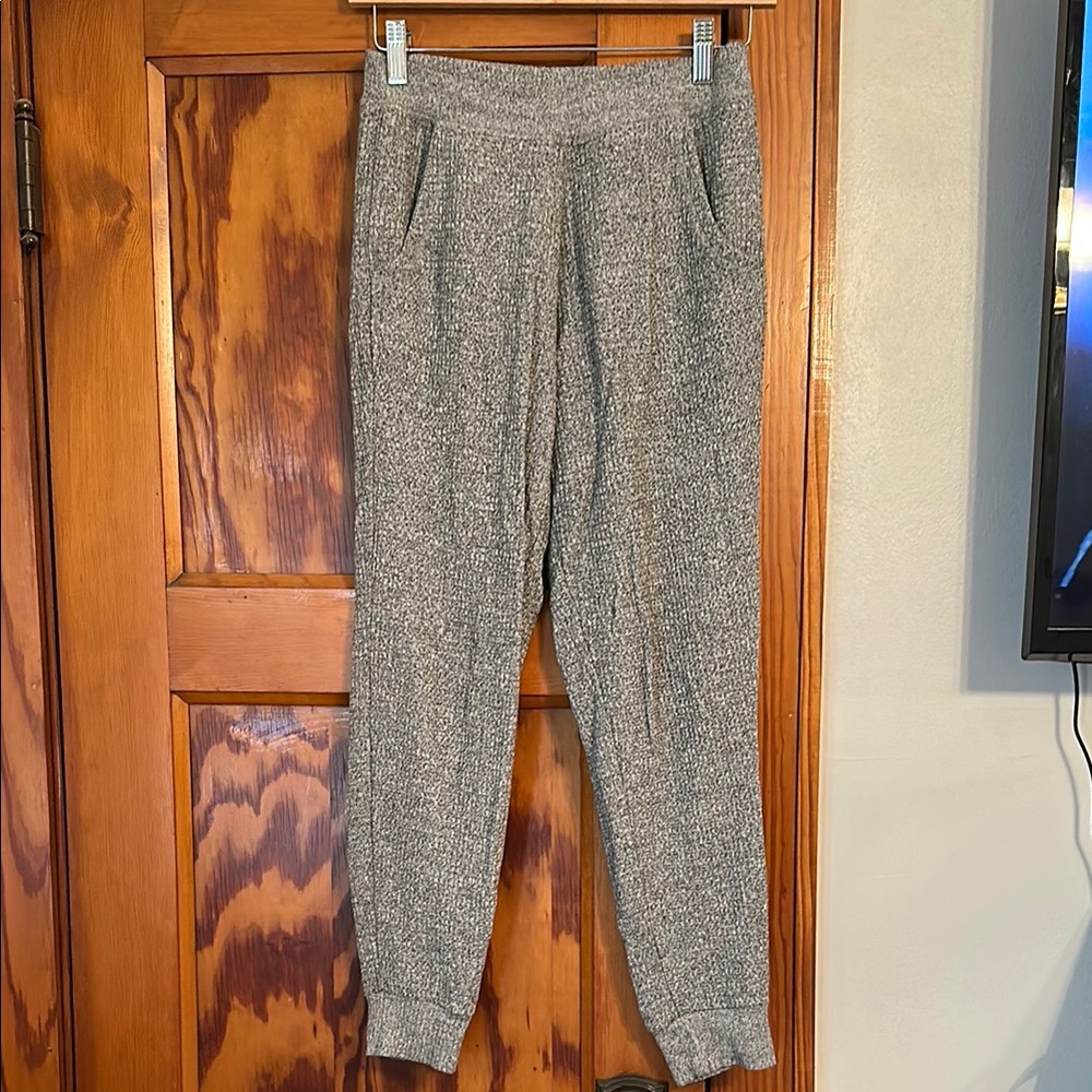 Aerie Gray Track Pants with Tapered Leg and Ribbed Cuffs